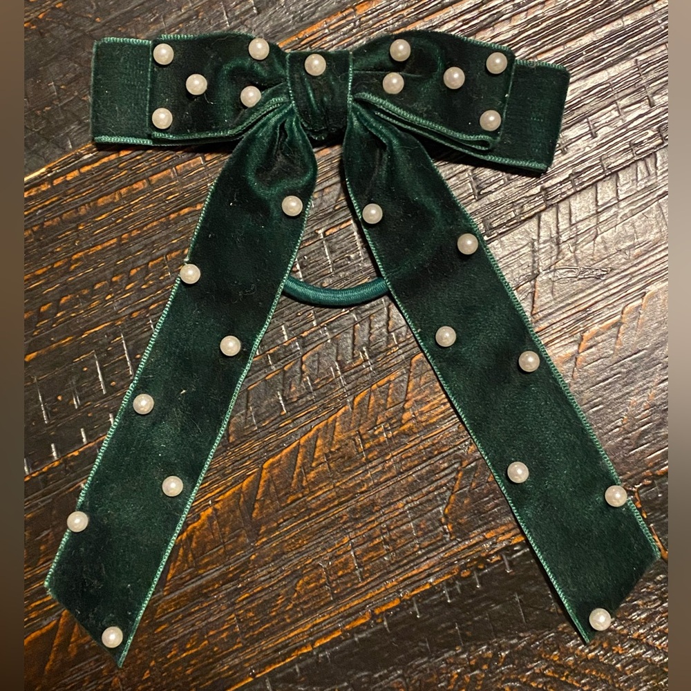 J. Crew Green Velvet Hair Ribbon